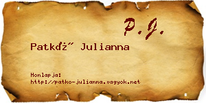 Patkó Julianna névjegykártya